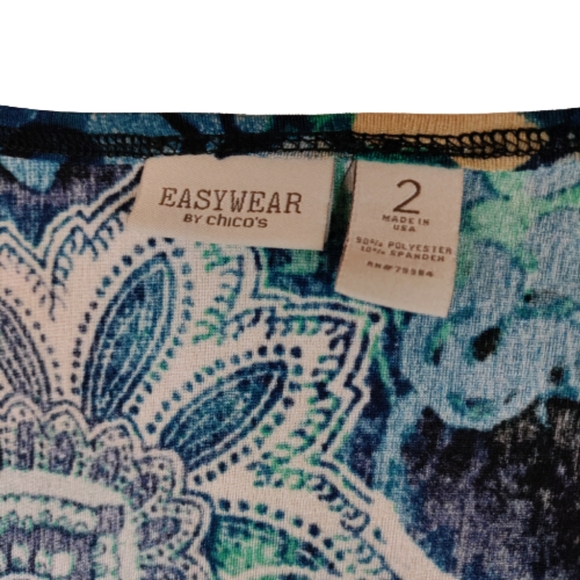 Easywear by chico Womens multicolor blue tank top size 2 chico size L sleeveless - Picture 6 of 16